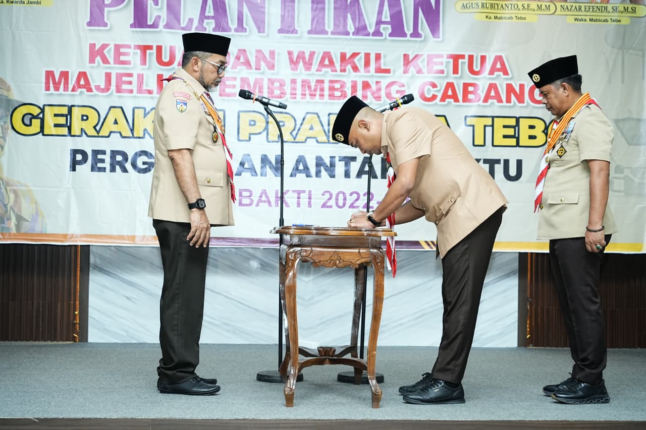 Bupati dan Wakil Bupati Tebo Resmi Dilantik Sebagai Ka. Mabicab dan Waka. Mabicab Gerakan Pramuka Tebo